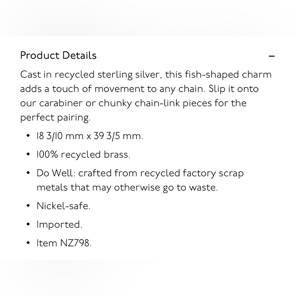NWT MADEWELL Pierced Fish Charm - Picture 4 of 8